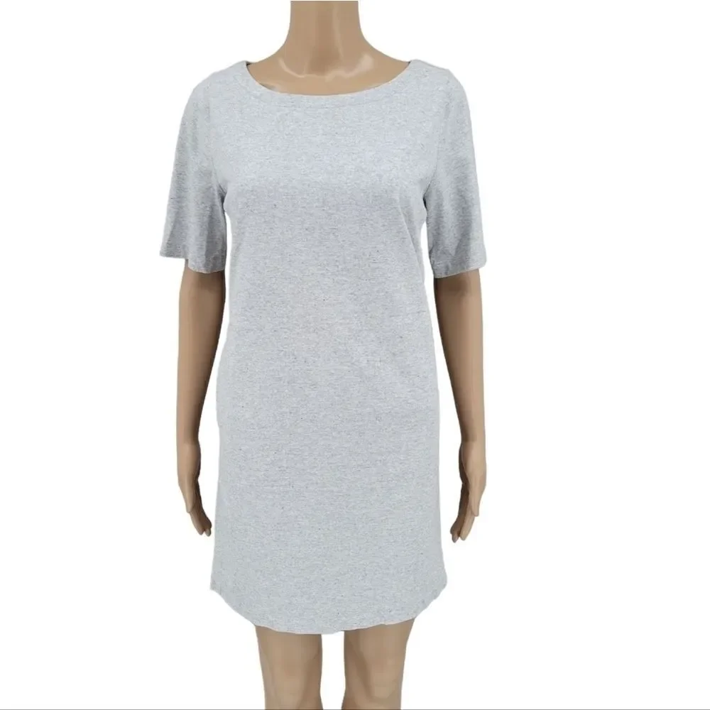 Eileen Fisher Gray T-shirt Tee Dress with Pockets Organic Cotton Blend Women's